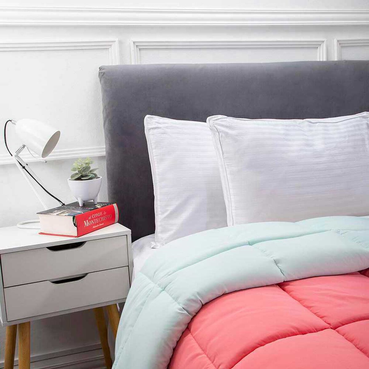 Plum&oacute;n Bicolor Casanova 1,5 Plazas Liso Sand&iacute;a Menta