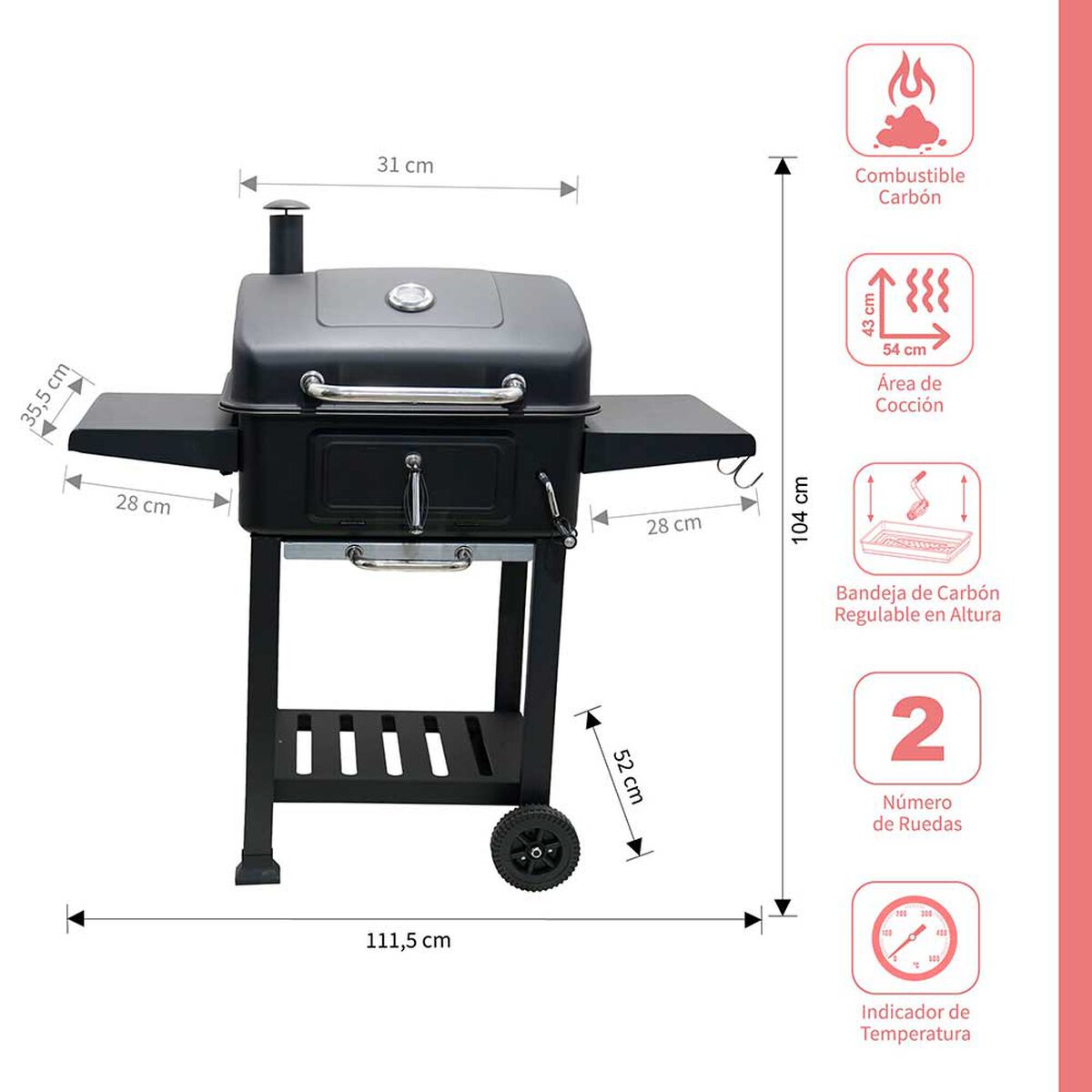 Parrilla a Carbón American Grill Chicago Black