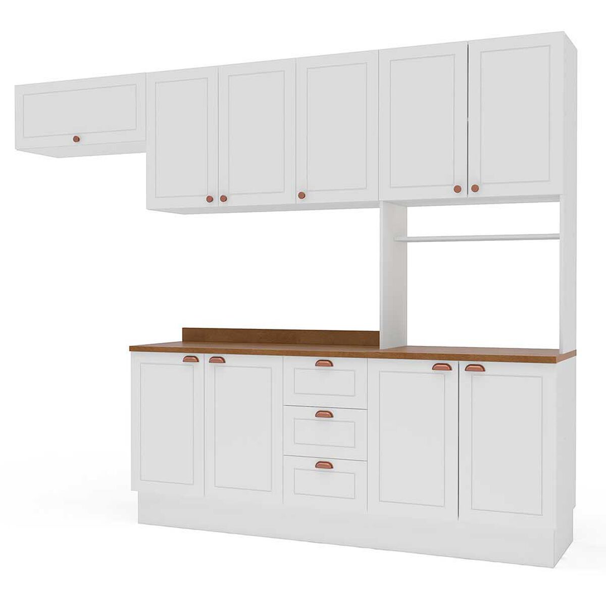 Kit Cocina Modular Royal Vekkahome 10 Puertas 3 Cajones Blanca