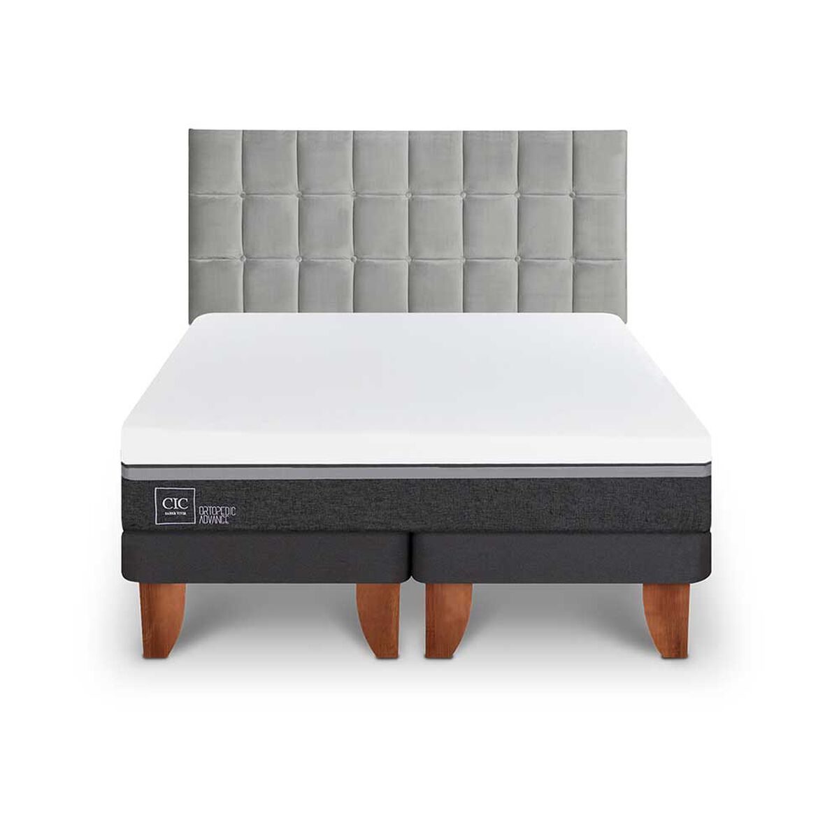 Cama Europea CIC Base Dividida King Ortopedic Advance + Respaldo Sile