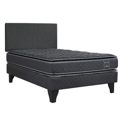Cama Europea Celta 1,5 Plazas Black Elite + Respaldo