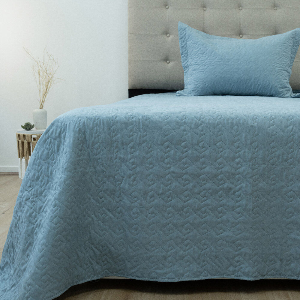 Quilt Doral 1,5 Plazas Lumi Velvety Azul