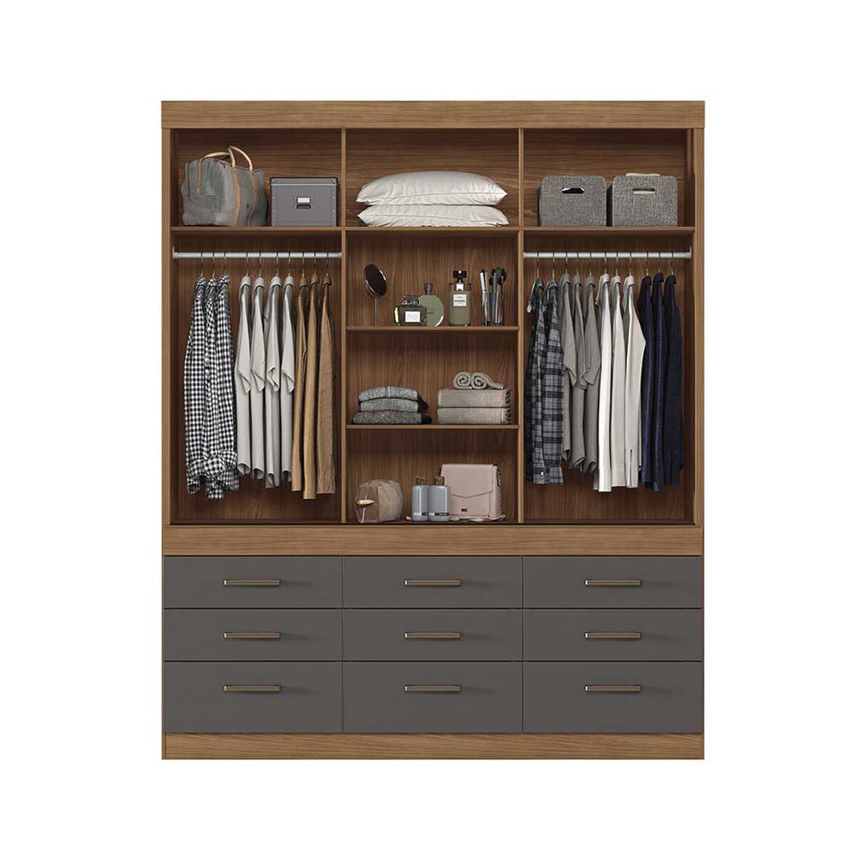 Cl&oacute;set Onessta Click 3 Puertas 9 Cajones Jatova Grafito