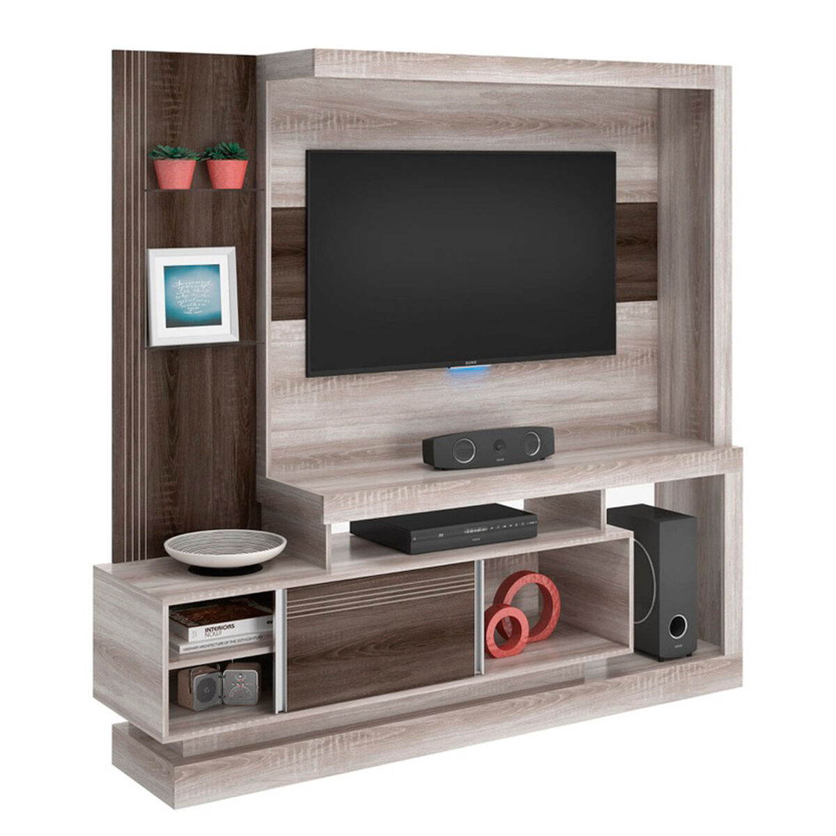 Estante TV 49" Cindi 1 Puerta 2 Repisas de Vidrio