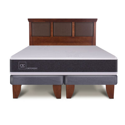 Cama Europea CIC Base Dividida King New Ortopedic + Respaldo New Torino Caramelo