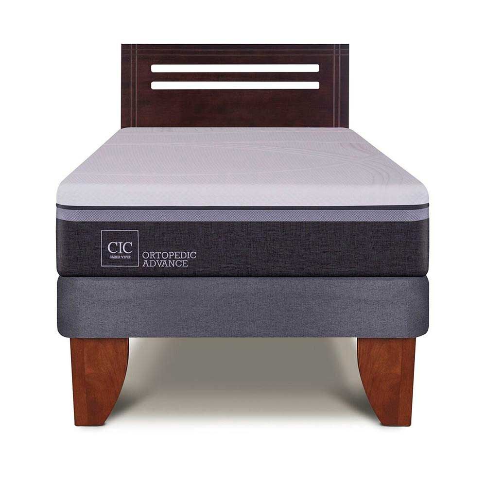 Cama Europea CIC 1,5 Plazas Ortopedic Advance + Respaldo