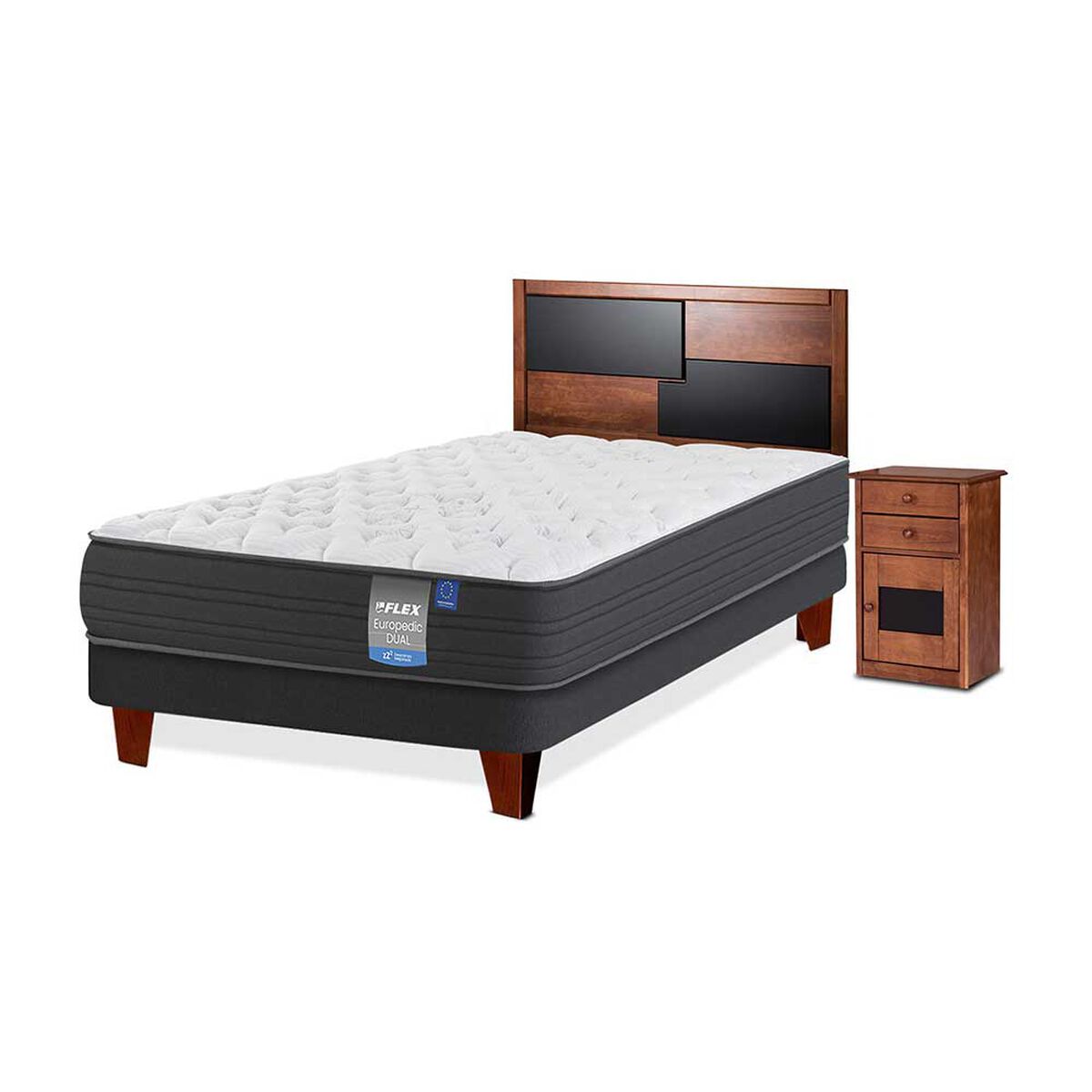 Cama Europea Flex 1.5 Plazas Europedic Dual + Set Colonia