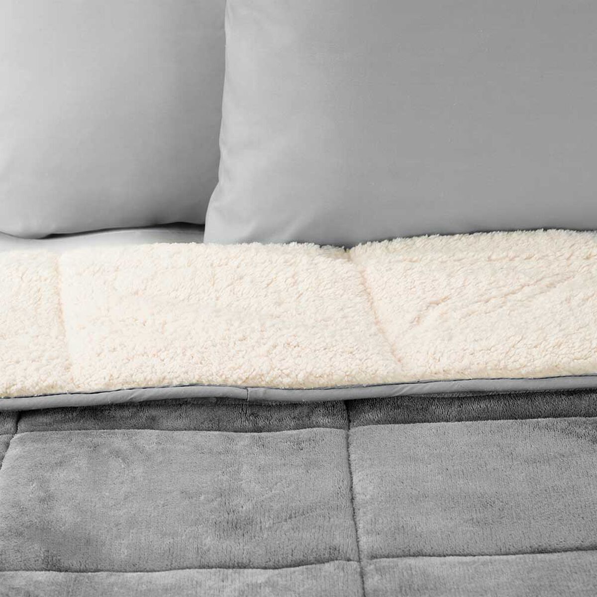 Plumón Flannel Sherpa Casanova 1,5 Plazas Gris