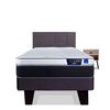 Cama Europea Flex 1,5 Plazas Nexus + Respaldo Royal Grafito + Velador Rock