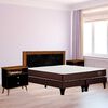 Combo Cama Europea Rosen Base Dividida 2 Plazas Ergo T + Respaldo + 2 Veladores Dreams 2 Plazas Treliza Negro