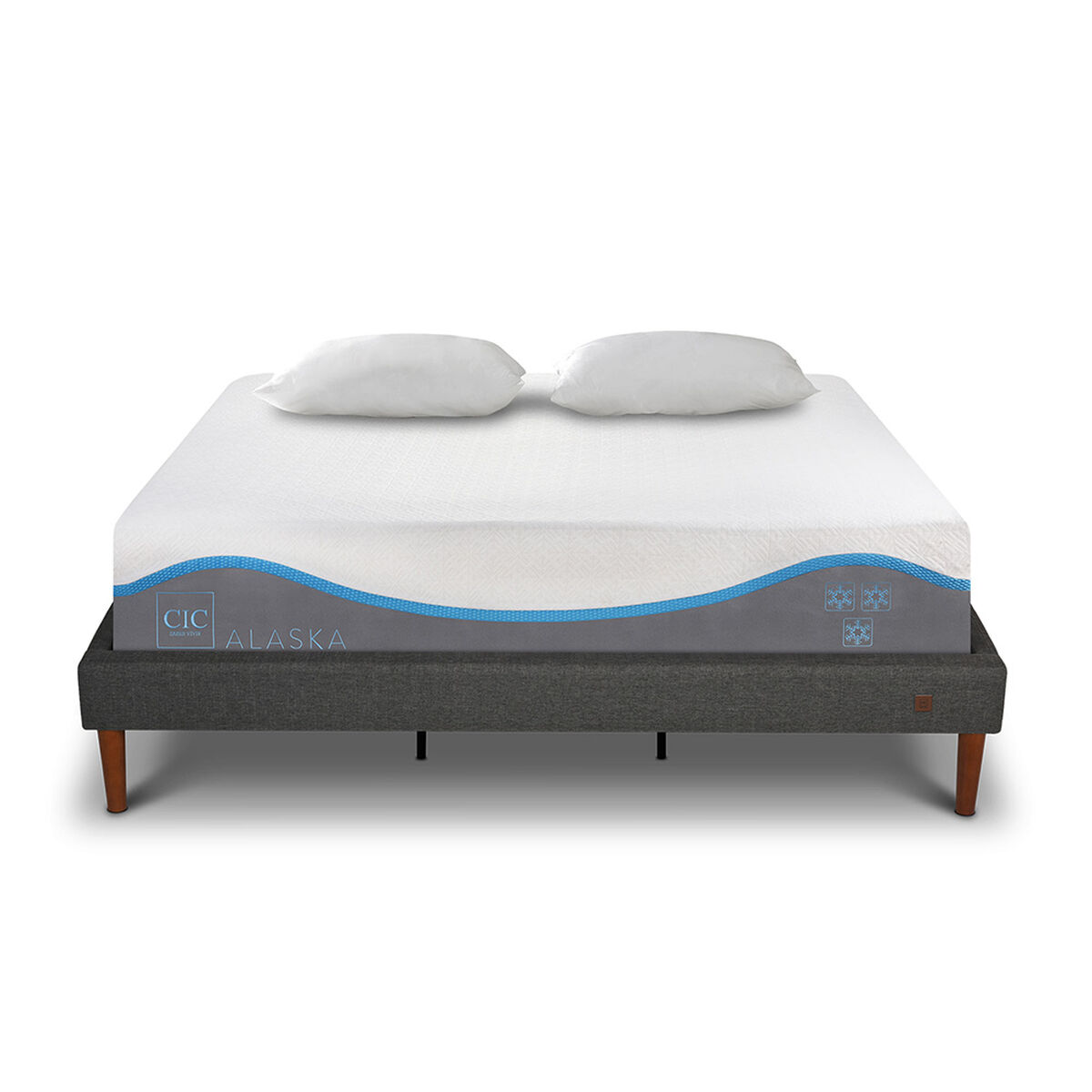 Cama Europea CIC King Alaska + Almohadas Viscoel&aacute;sticas
