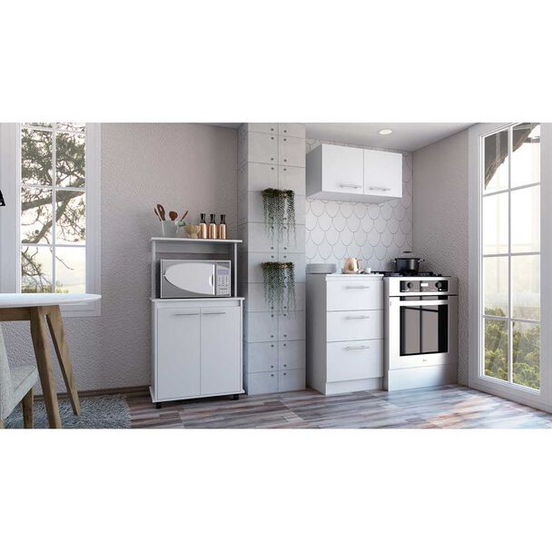 Combo Mueble Superior + Mueble Microondas + Mueble Inferior TuHome Manchester Blanco