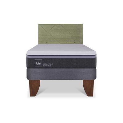 Imagen 1 del producto Cama Europea CIC 1,5 Plazas Ortopedic Advance + Respaldo Villarrica Olivo