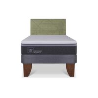 Cama Europea CIC 1,5 Plazas Ortopedic Advance + Respaldo Villarrica Olivo