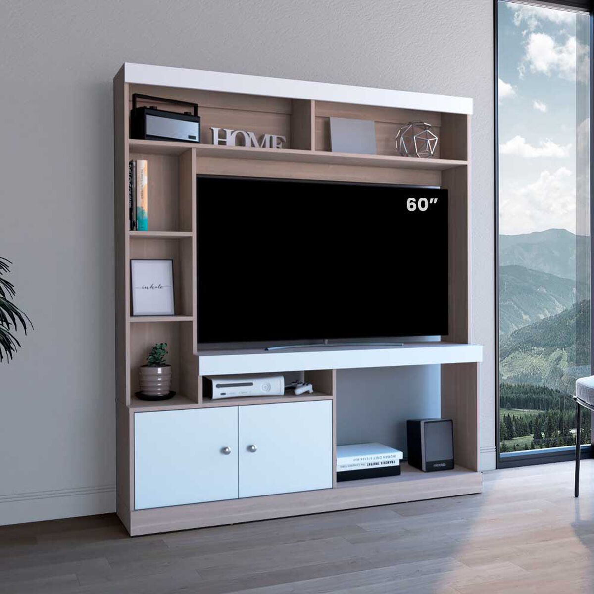 Estante TV TuHome Dante Hasta 65" Taupe Y Fresno