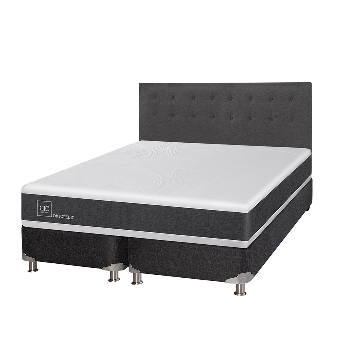 Box Spring CIC Base Dividida King New Ortopedic + Respaldo Eufrates