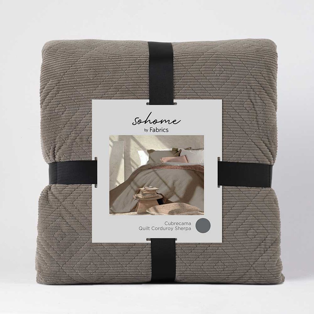 Quilt SoHome 2 Plazas Corduroy Taupe