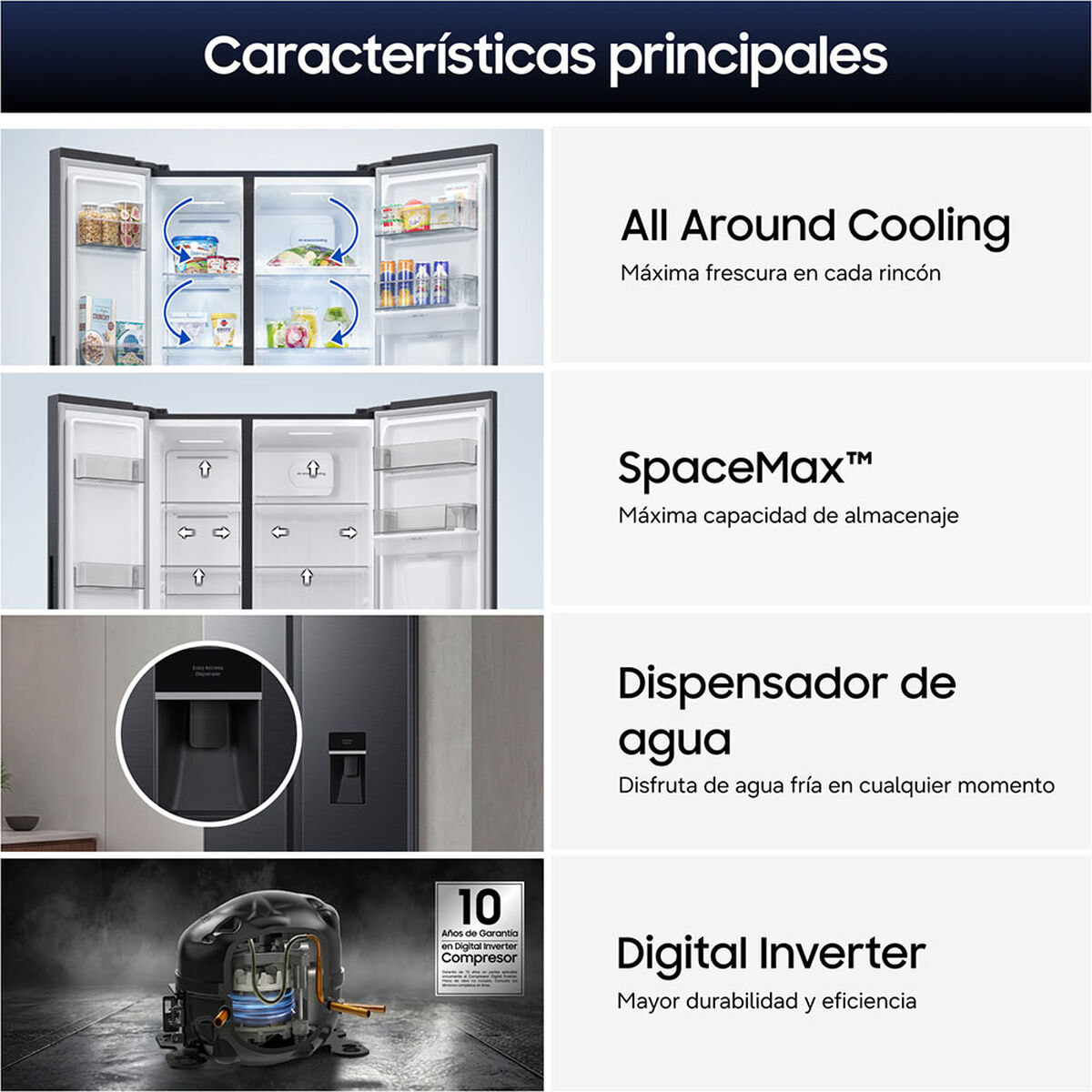Refrigerador Side by Side Samsung RS40H53WDFZS 343 L