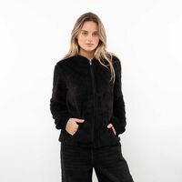 Polerón Peludo Mujer Icono Negro