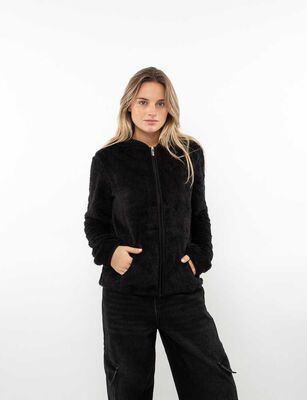 Imagen 1 del producto Polerón Peludo Mujer Icono Negro