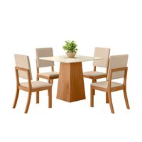 Juego de Comedor Home Mobili Dora 4 Sillas Blanco Off Café