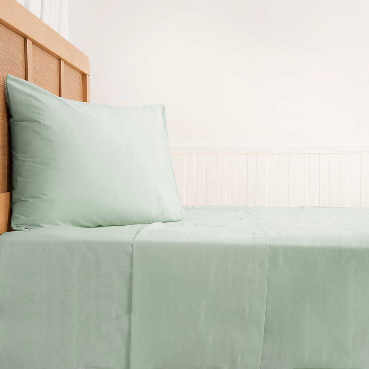 Juego de S&aacute;banas Mashini 144 Hilos 1,5 Plazas Liso Verde