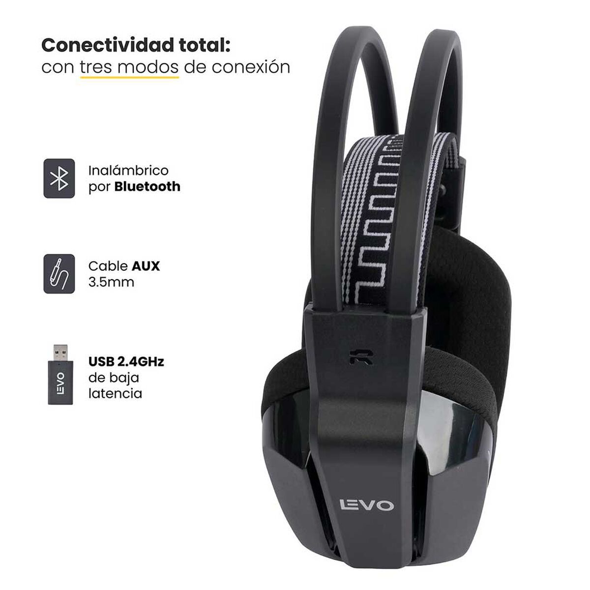 Audífono Gamer Inalámbrico Zenit Elite Bluetooth Rgb LEVO