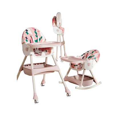 Silla de Comer Mecedora 2 en 1 con Ruedas Rosada Lubabycas