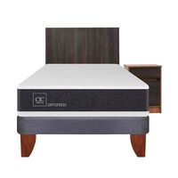Cama Europea CIC 1,5 Plazas Ortopedic + Respaldo + Velador