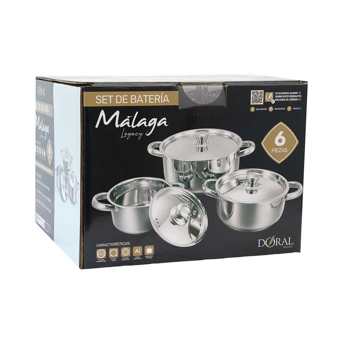 Bater&iacute;a de Cocina Acero Inox. Doral Malaga Legacy 6 Piezas