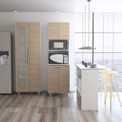 Combo 8 Fendi | Muebles Alacena + Microondas + Barra Auxiliar