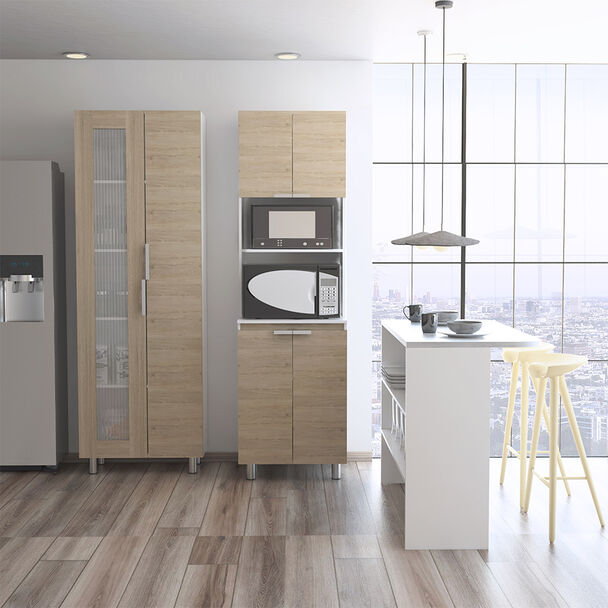Combo 8 Fendi | Muebles Alacena + Microondas + Barra Auxiliar