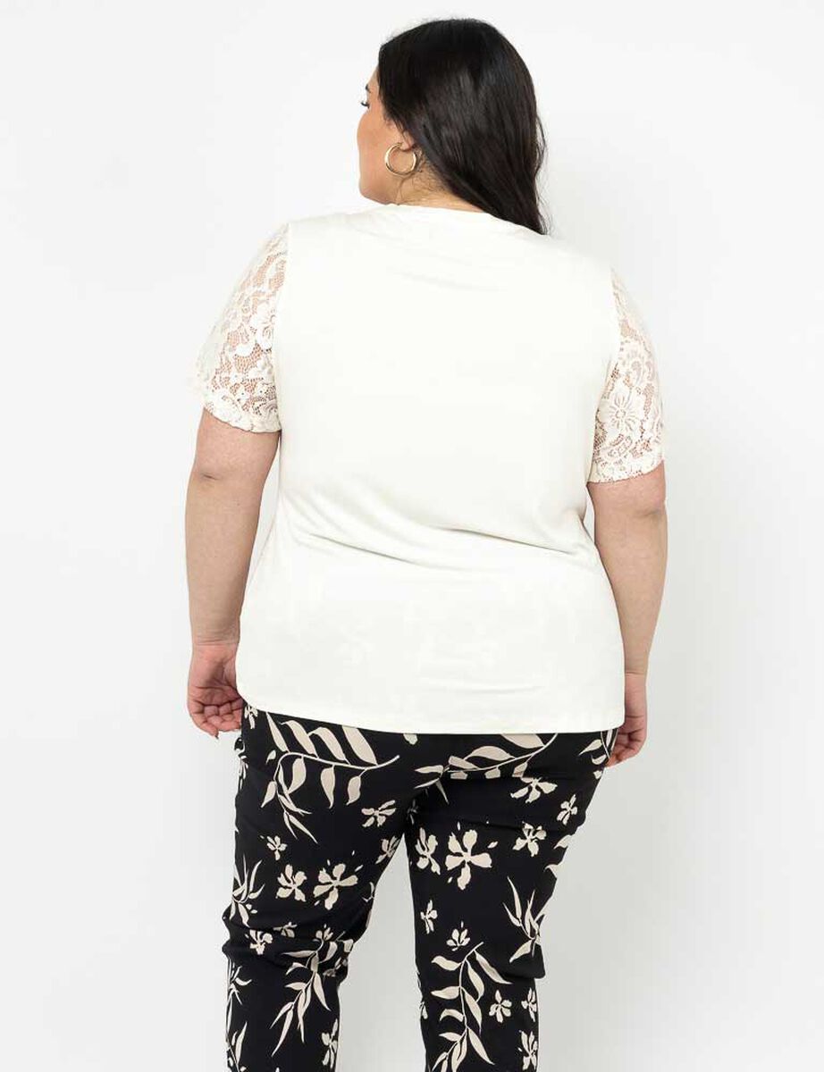 Polera Encaje Manga Corta Mujer Extralindas