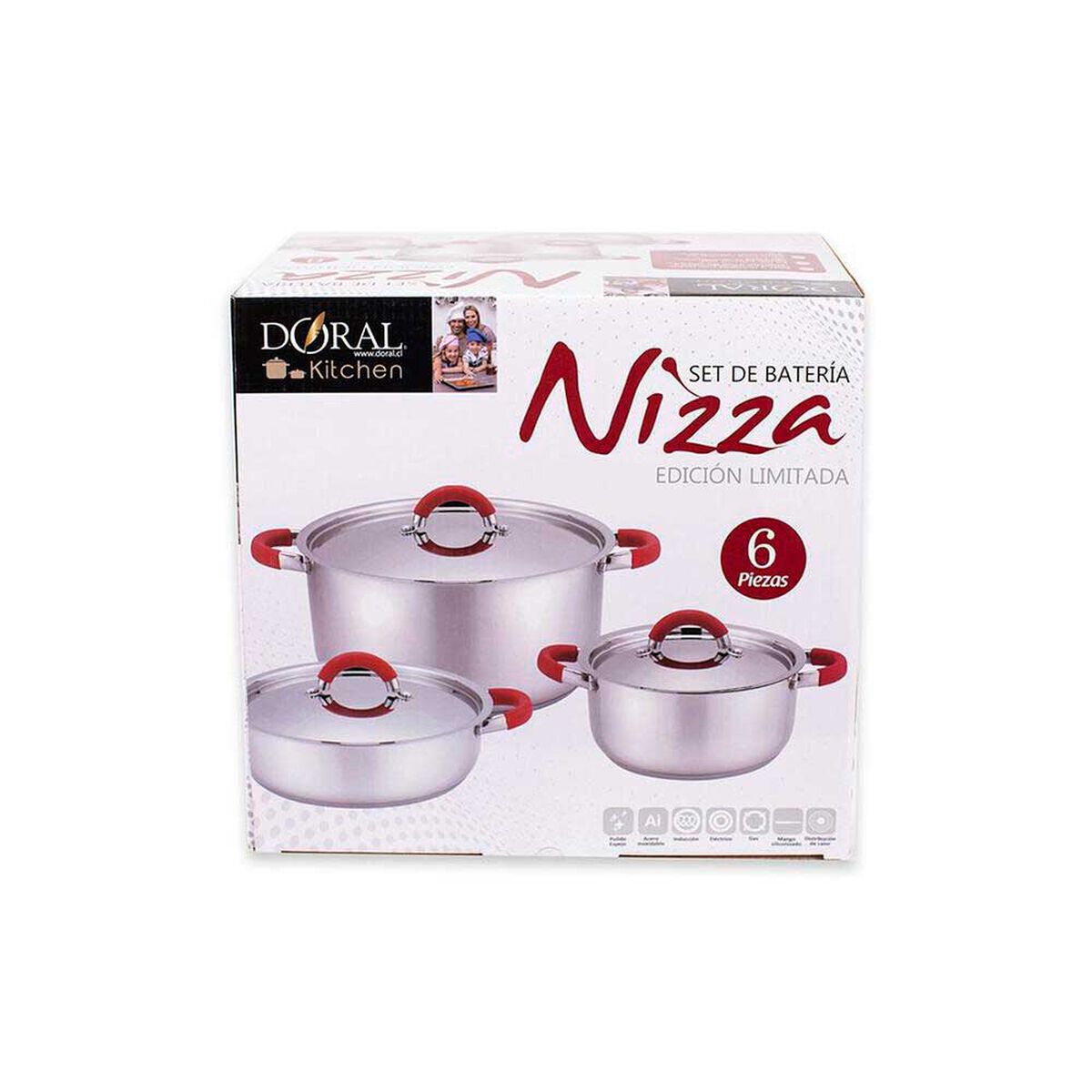Bater&iacute;a Doral Nizza Acero Inoxidable 6 Piezas