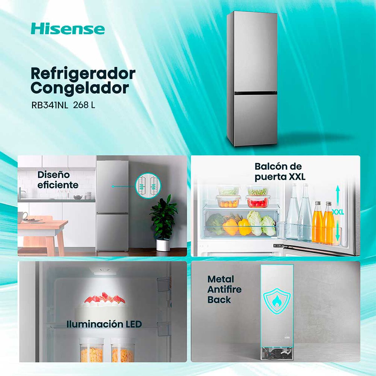 Refrigerador Fr&iacute;o Directo Hisense RB341NL 262 L