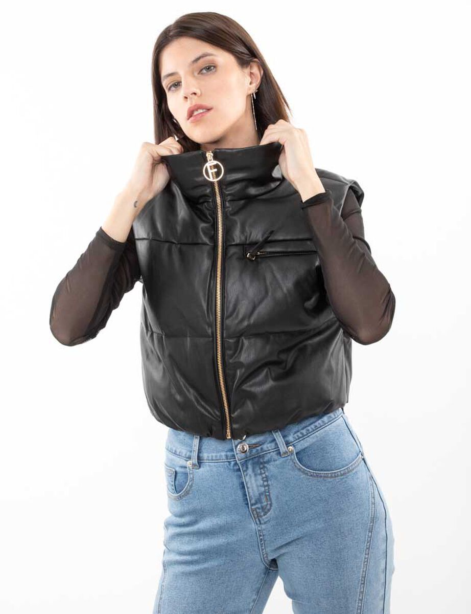 Parka Puffa Ecocuero Sin Mangas Mujer Fiorucci