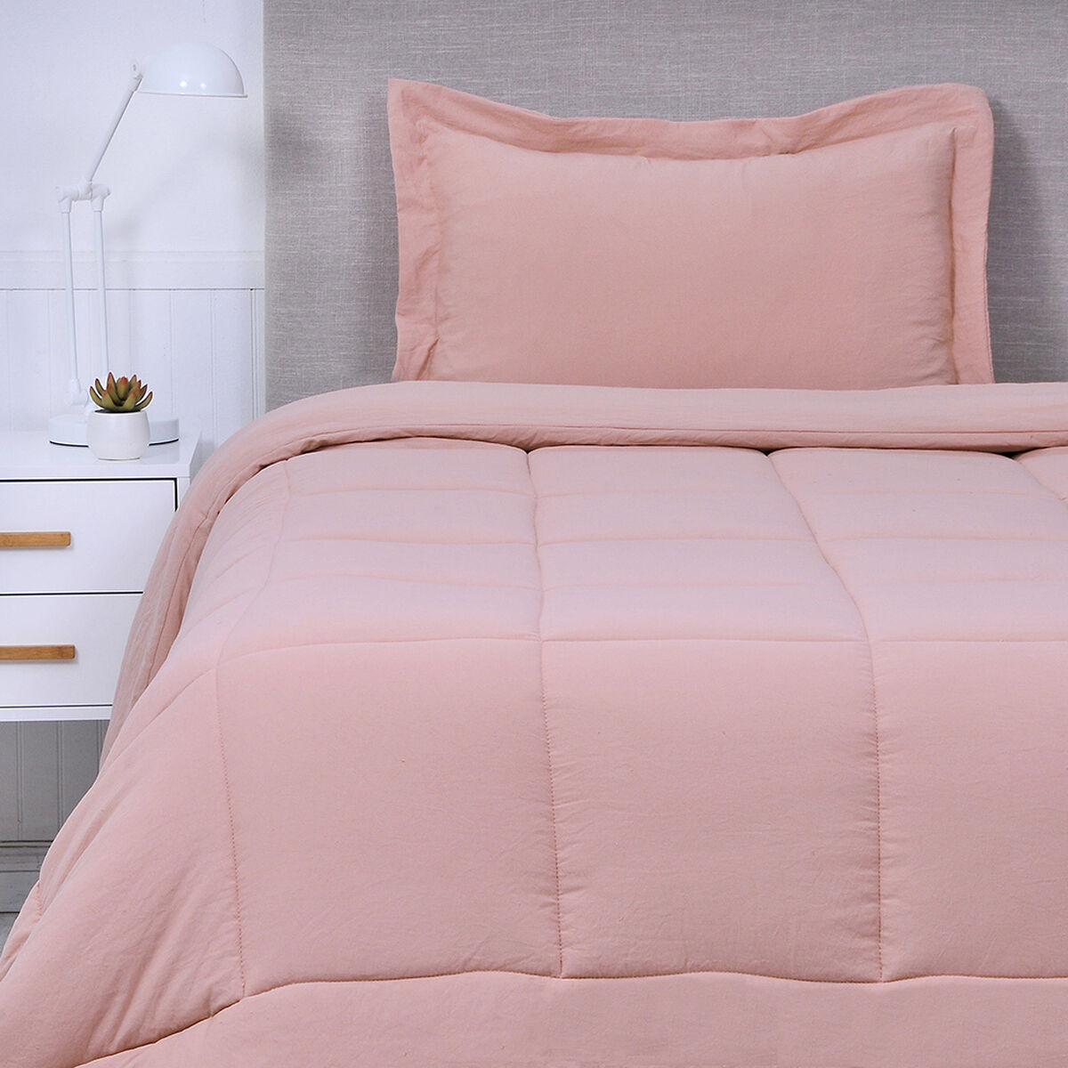 Plumón Microfibra Liso 1,5 Plazas Rosa