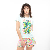 Pijama Manga Corta Mujer Icono Aqua