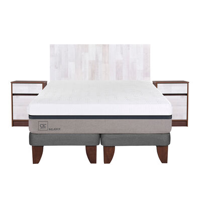 Imagen 1 del producto Cama Europea CIC Base Dividida 2 Plazas Balance + Respaldo + 2 Veladores