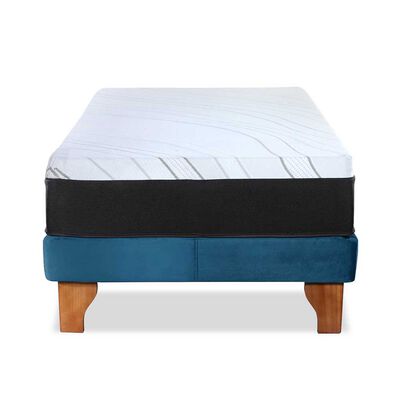 Imagen 2 del producto Cama Europea Latam Home 1 Plaza Zen Top Spring Hybrid Velvet Azul Petróleo