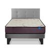 Cama Europea Flex 1,5 Plazas Juvenil Morado + Respaldo Royal Gris