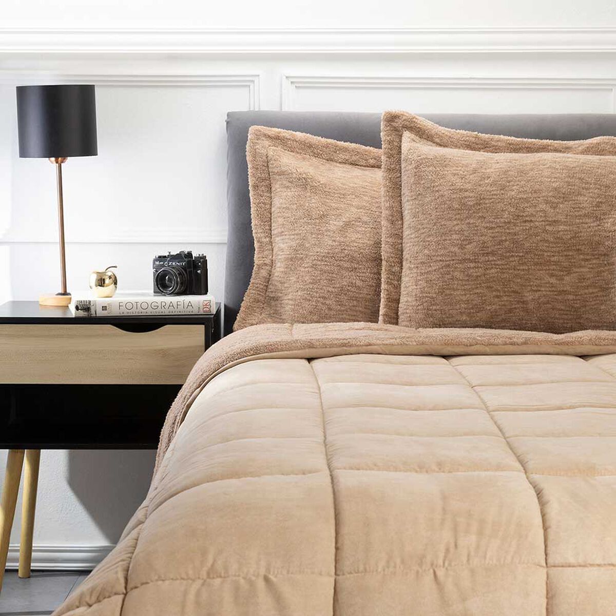 Plumón Melange Suede Zibel 1,5 Plazas Café