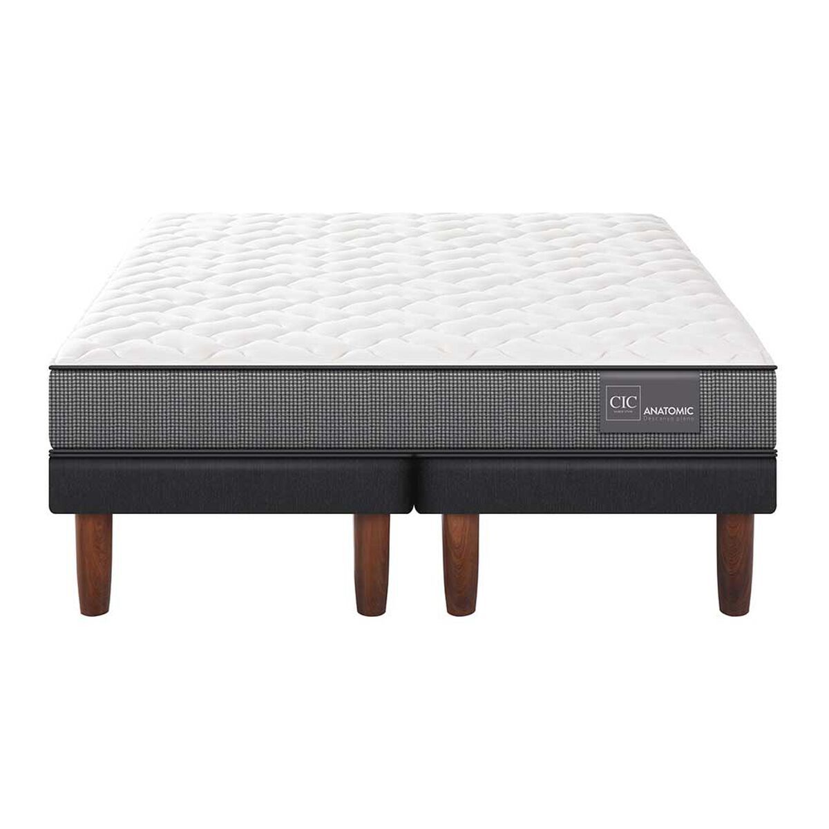 Combo Cama Europea CIC Base Dividida 2 Plazas Anatomic + Respaldo + 2 Veladores Casanova 2 Plazas Alassio + Calientacama Análogo Kioto CC2 2 Plazas