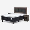 Combo Cama Europea Rosen 2 Plazas New Style 6 BN + Respaldo y Veladores Rachel