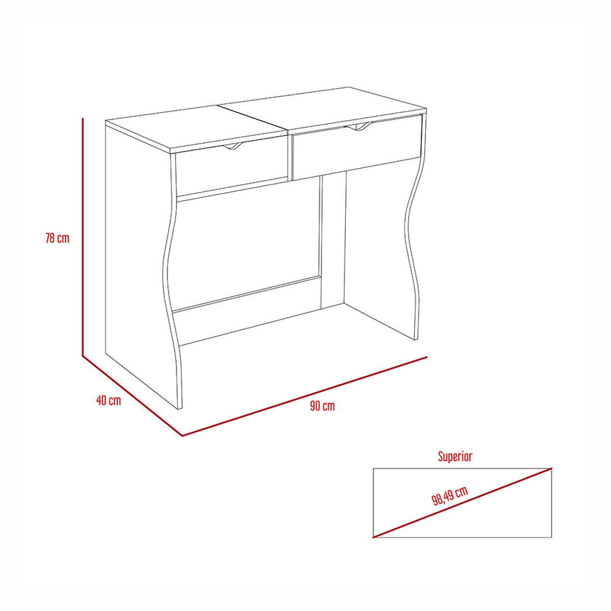Clóset 2 Puertas + Mueble Tocador + Velador con Espejo TuHome Perla
