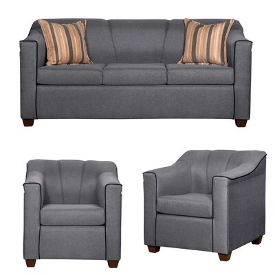 Imagen 1 del producto Juego de Living Ruzam Mobel Venecia  Sofá 3 Cuerpos + Dos Sillones 1 Cuerpo Lino Gris