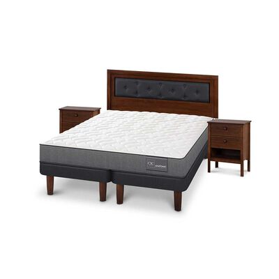 Cama Europea CIC Base Dividida 2 Plazas Anatomic + Respaldo + 2 Veladores CIC 2 Plazas Genova