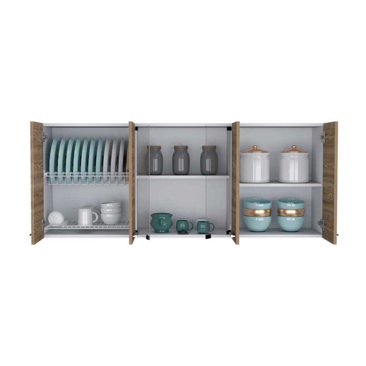 Mueble de Cocina TuHome 1,50 Vidrio 6 Puertas Blanco Miel