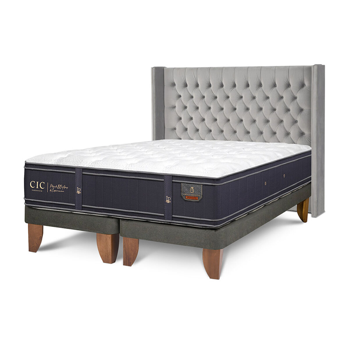 Cama Europea CIC Base Dividida 2 Plazas Grand Premium + Respaldo Sesia