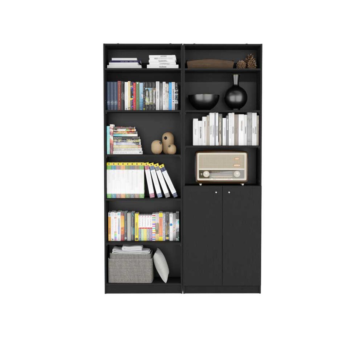 Estante 2 Puertas + Estante 5 Repisas + 2 Complementos TuHome Home Wengue